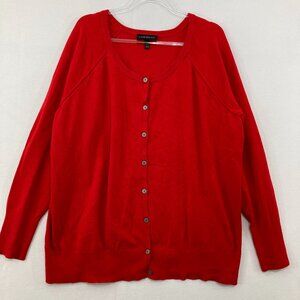 Lane Bryant size 26/28 Red Soft Comfy Lightweight Knit Button Cardigan Holiday